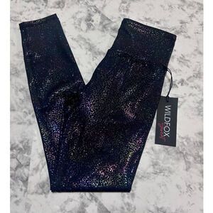 Wildfox Sweat High Waist Pant XS Foil Confetti Blk Multicolor Interstellar Kai
